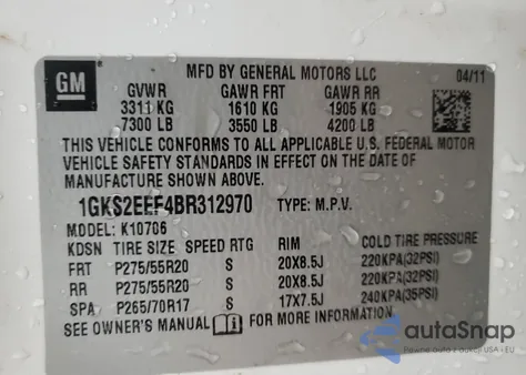 2011 GMC Yukon Denali from USA, damaged, VIN 1GKS2EEF4BR312970